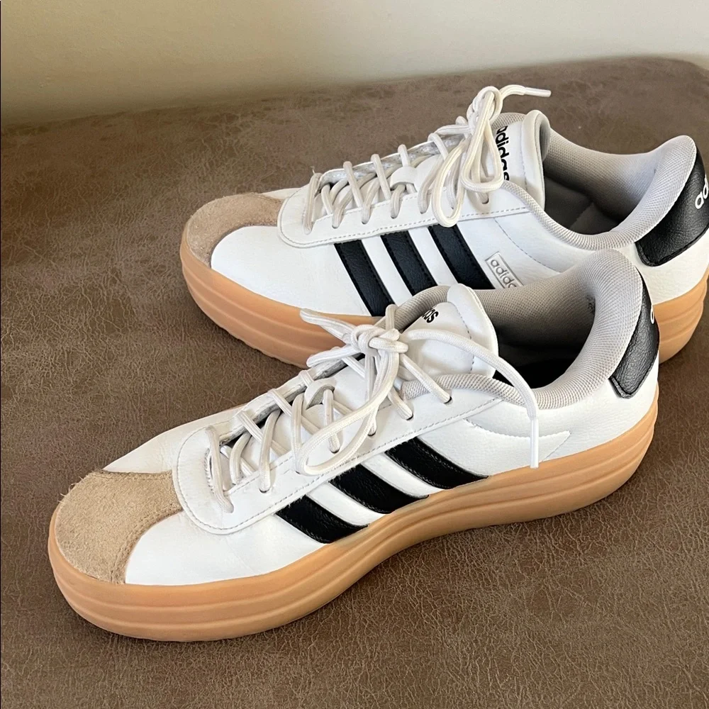 Adidas  White and Tan Sneakers - Picture 3 of 6